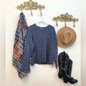 Blue knit sweater L pit 23”